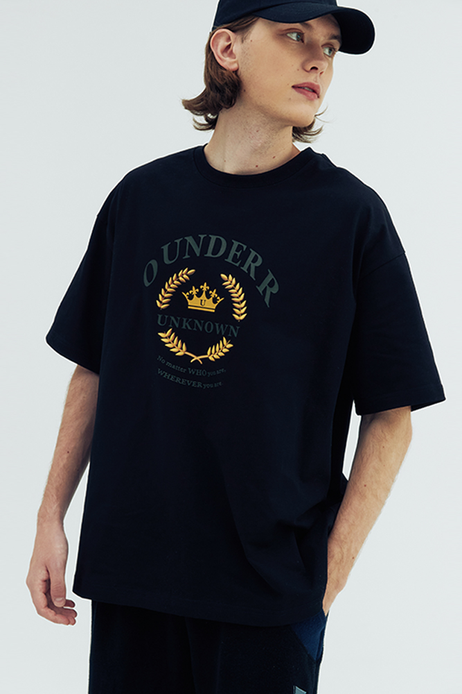 오언더알 남녀공용 3D월계수 티셔츠 OR Unisex Bay Laurel T-shirts [Black]